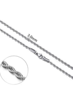 925 Sterling Silver 2/3/4MM 16-24 Inches Rope Chain Necklace For Men Women Fashion Punk Wedding Part