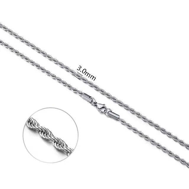 925 Sterling Silver 2/3/4MM 16-24 Inches Rope Chain Necklace For Men Women Fashion Punk Wedding Party Gifts Jewelry Charm PlatiNum