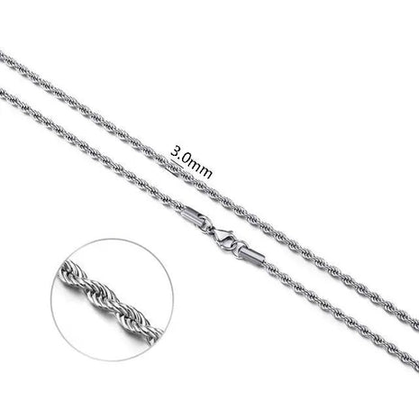 925 Sterling Silver 2/3/4MM 16-24 Inches Rope Chain Necklace For Men Women Fashion Punk Wedding Party Gifts Jewelry Charm PlatiNum