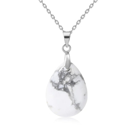 New Fashion Natural Stone Crystal Pendant Teardrop Simple Pendant Necklace Earrings Making Jewelry With Chain collar PlatiNum