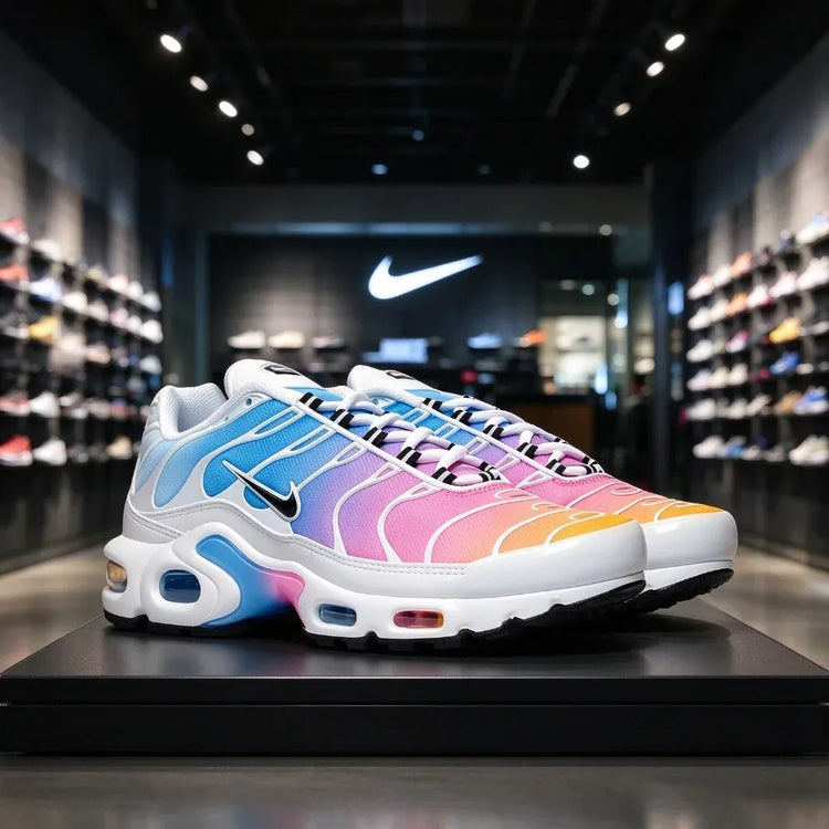 Nike Air Max Plus TN Women Sneakers White Blue Low Top Cushion Wear-resistant Casual Running Shoes 605112-115