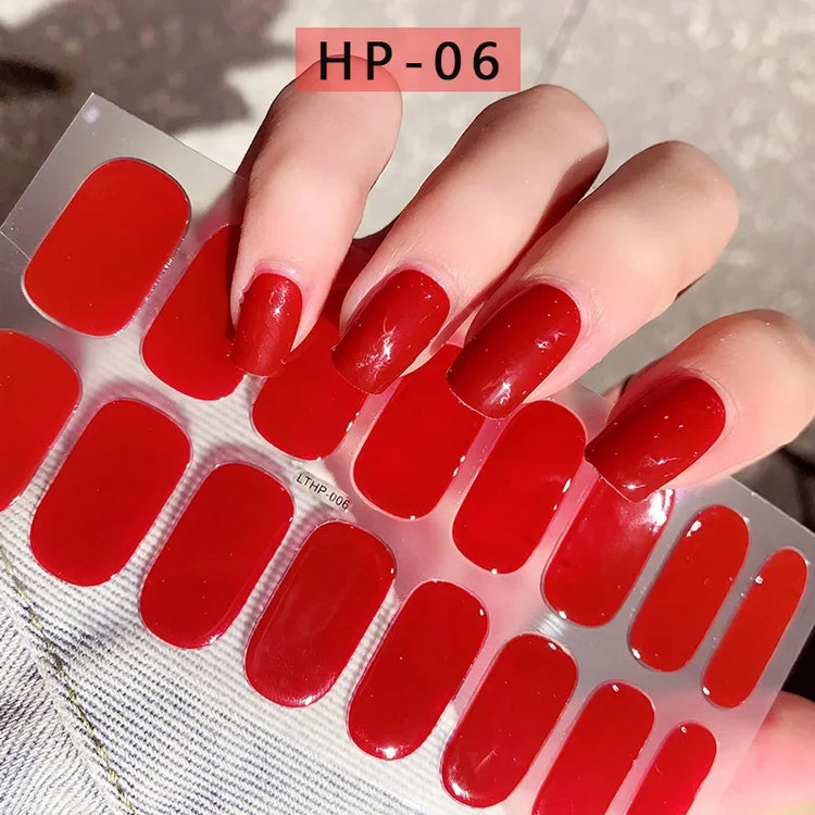 Semi Cured Wraps Fast Gel Nail Sticker Soild Nail Gel Wraps Adhesive Full Cover Gel Nail Decal UV Lamp Cured Manicure Decoration2028