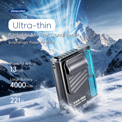 Nuovo Ventilatore Portatile da Cintura per Esterni 4000mAh USB, Mini Ventilatore Multifunzione con 5 Velocità e Display Digitale, Ricaricabile