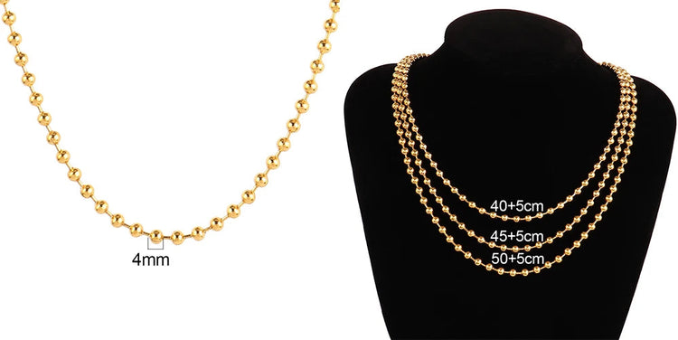 316 Stainless Steel Necklaces For Women Necklace Long Beads Chain Necklace Choker Necklace Bead Necklace Fashion Jewelry Gift PlatiNum