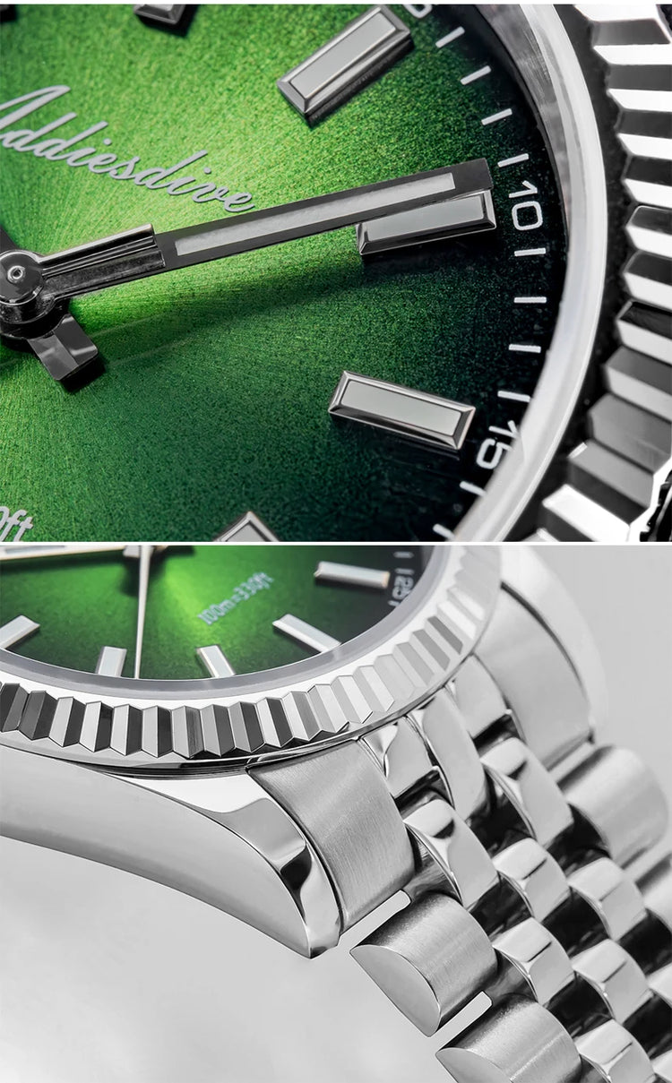 ADDIESDIVE 36mm Luxury Watch for Women VH31 Movement 100m Waterproof BGW9 Luminous Diving Watches Stainless Steel Quartz Watch