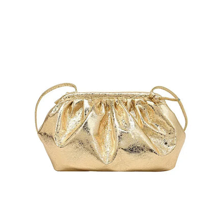 Small Luxury Design Women's Leather Silver Cloud Bag Female Gold Crossbody Bag Ladies Party Clutch Purse Female Handbags PlatiNum