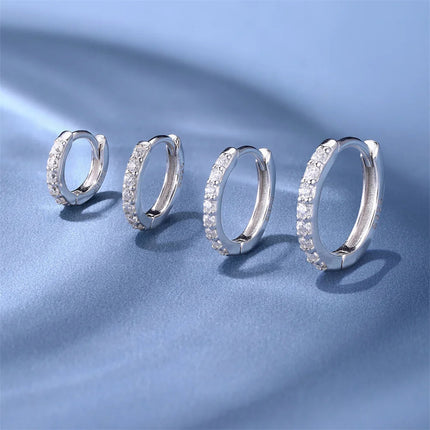 CANNER 1PC 6/7/8/9mm Moissanite 925 Sterling Silver Hoop Earrings Women Round Circle Piercing Earings Personalized Fine Jewelry PlatiNum