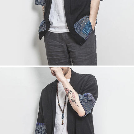 New Cotton Linen Shirt giacche uomo 2023Chinese Streetwear Kimono Shirt Coat Casual comodo Cardigan da uomo Plus Size 5XL