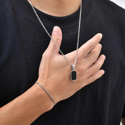 Vnox Set di 2 Pezzi Collana con Ciondolo e Bracciale da Uomo, Set di Gioielli in Acciaio Inossidabile Colore Nero Oro Argento, Regali di Gioielleria alla Moda platinumshop