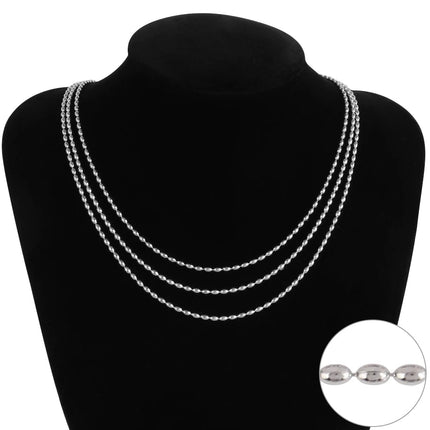316 Stainless Steel Necklaces For Women Necklace Long Beads Chain Necklace Choker Necklace Bead Necklace Fashion Jewelry Gift PlatiNum