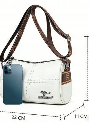 Elegante Borsa a Tracolla in Pelle per Donna, Bianca, Piccola, con Cinturino Regolabile