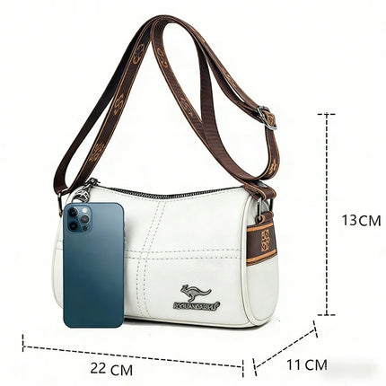 Elegante Borsa a Tracolla in Pelle per Donna, Bianca, Piccola, con Cinturino Regolabile