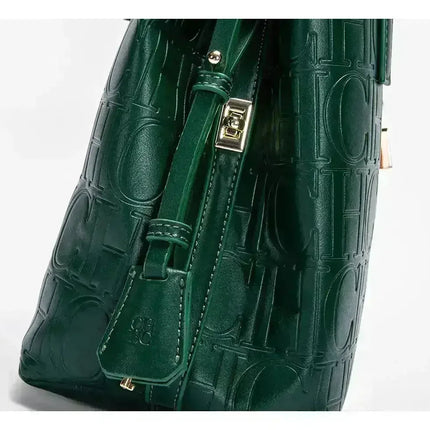 CH Large Capacity Handbag Luxury Brand Temperament Letter Print with Lock Design 2025 Trendy Women's Crossbody Bag PlatiNum