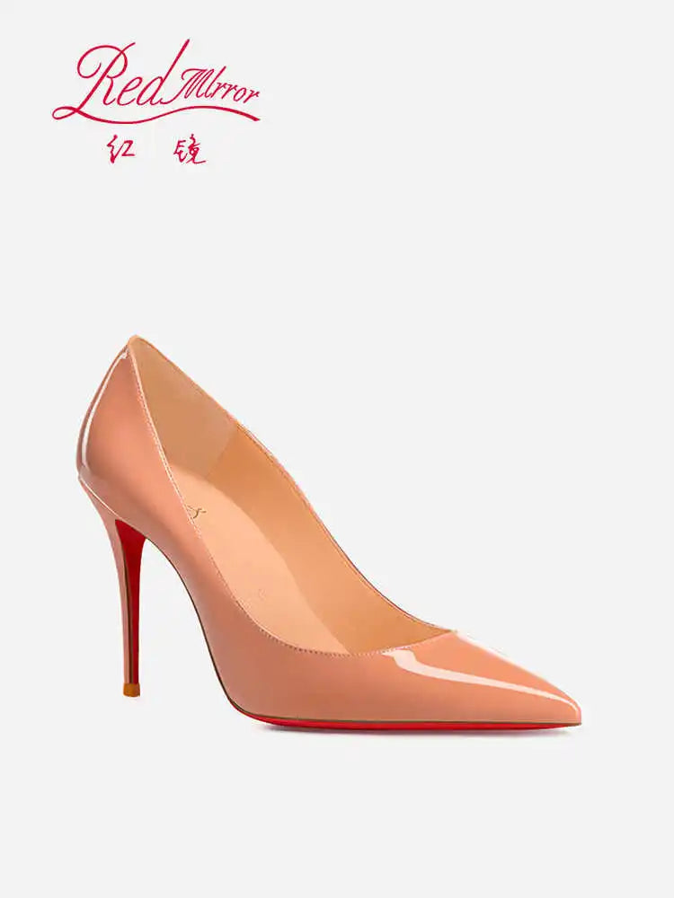 Tacchi da donna Colore nudo Tacco alto elegante da donna Scarpe nere di lusso donna 2025 Fondo rosso lucido Punta a punta Party Ladies Women platinumshop