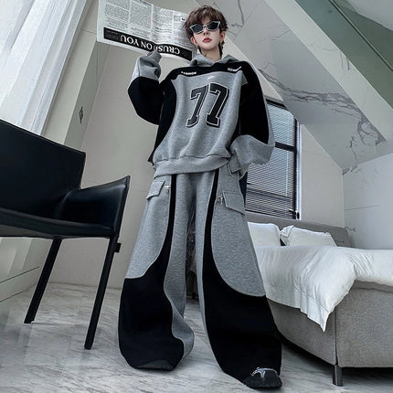 LUZHEN Street Wear Sports Two-piece Sets Men's Fashion Autumn 2025 New Color Contrast Splicing Loose Casual Pants Hoodies JY3686 PlatiNum