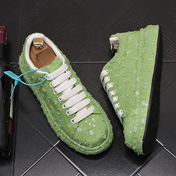 New Fashion Men Embroidery Canvas glitter Loafers Mens Casual Oxford Shoes Wedding Groom Driving Homecoming Business Footwear
