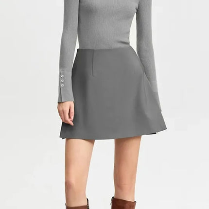 Gonne casual semplici da donna, stile coreano, a vita alta, per l'ufficio, da pendolare, a trapezio, tinta unita, abbinabili a tutto, gonne femminili