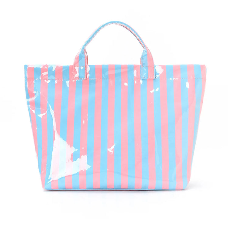 Borsa tote in PVC a righe, borsa a tracolla da viaggio e per pendolari di grande capacità |   Borsa Magnetica Leggera con Tasca Interna con Cerniera