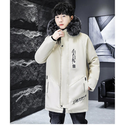 Winter Men's Long Down Jacket Fashion Male Thermal Parkas Coats Casual Men Classic Fur Collar Warm Padded Jackets Clothing 5XL