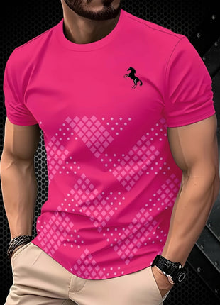 T-shirt de luxe estivale pour homme avec impression 3D dégradée, motif abstrait vagues et spirales turquoise et or, col rond à manches courtes, respirant