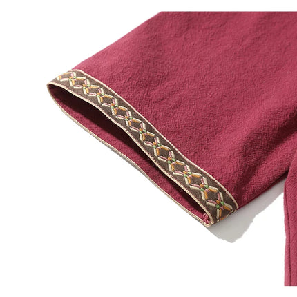 Camicie da Uomo Ricamate in Stile Cinese Retrò, Traspiranti in Lino, Comode, Casual Kung Fu, Abito Tang con Colletto Rialzato