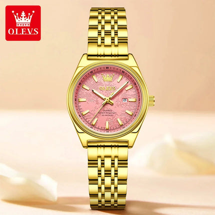 OLEVS 3703 Orologio da donna Orologio al quarzo con calendario di lusso Orologio da polso da donna impermeabile con specchio ad alta durezza 30M platinumshop
