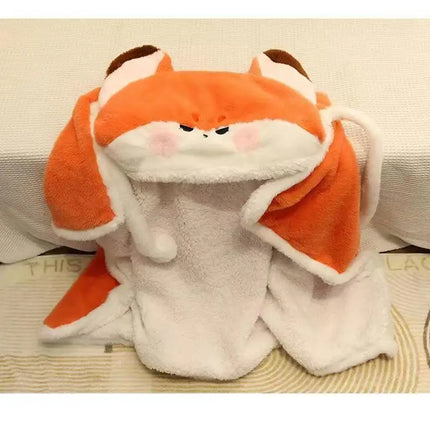 Winter Cartoon Fox Thick Wearable Blanket Nap Cloak Nightgown Office Blanket Adult Cloak