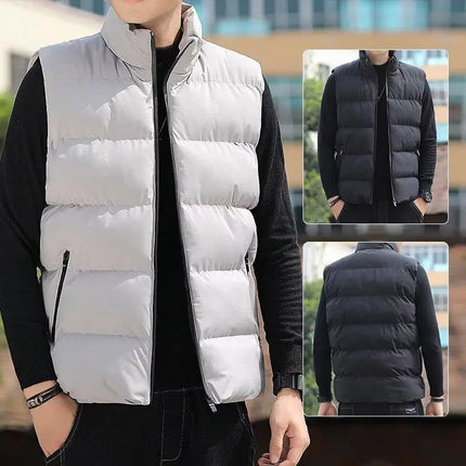 2026 Men's Lightweight Down Jacket - Windproof Sleeveless Winter Casual Coat - Thick and Warm Waist Cover - Street Style