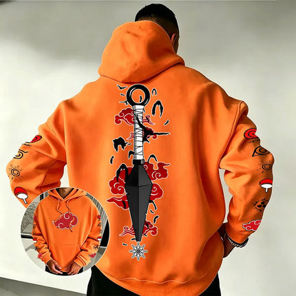 Naruto Akatsuki Kunai Hoodie 2026 New Japanese Anime Fashion Y2K Casual Sportswear Men's Couple Style Hooded Sweatshirt