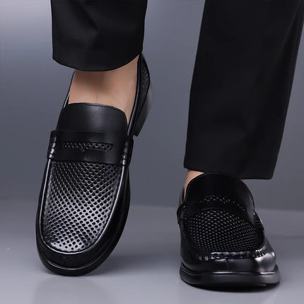 Mocassini in Pelle da Uomo Estate 2026, Scarpe Casual Slip-on Traspiranti, Comode per Camminare e per l'Ufficio