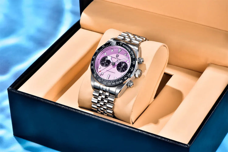 PAGANI DESIGN 2026 Nuovo BB Flamingo Orologio Cronografo Sportivo di Lusso al Quarzo da Uomo con Vetro Zaffiro AR, Impermeabile 100M, Orologio da Polso alla Moda con Cinturino in Acciaio Inossidabile per Uomo, Magazzino Local