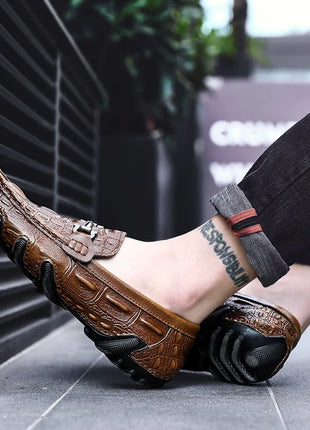 Scarpe Casual da uomo in vera pelle stile coccodrillo mocassini per scarpe comodi da uomo scarpe da uomo Casual Slip on semplici scarpe da guida