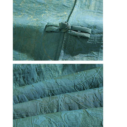 Camicia da Uomo di Lusso con Sfumature Colorate, Jacquard a Maniche Corte, Stile Cinese Tradizionale, Fresca per l'Estate, in Seta Ghiaccio
