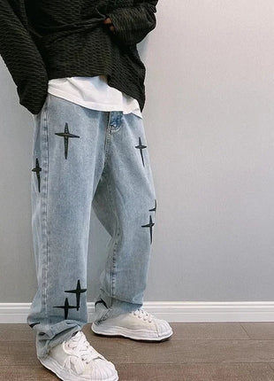 Jeans Men Wide Leg Cargo Pants Streetwear Baggy Men Korean Fashion Loose Straight Male Clothing Y2K Hip Hop Style Male Trousers PlatiNum