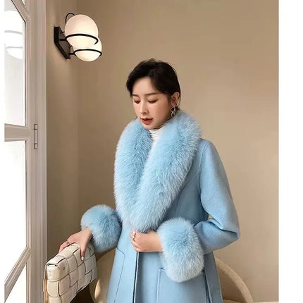 Luxury 2025 Real Fox Fur Collar And Cuffs Set for Women Winter Neck Warmer Fashion Scarf ShawlS Wrap Combo Large Size Furry Fur
