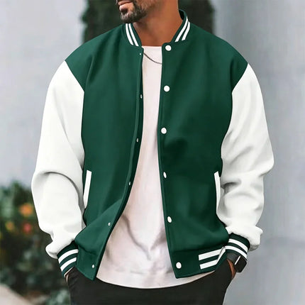 American Men's College-Style Baseball Jacket, Autumn/Winter Outdoor Sports Jogging Coat, Korean Fashion Casual Couple Jacket