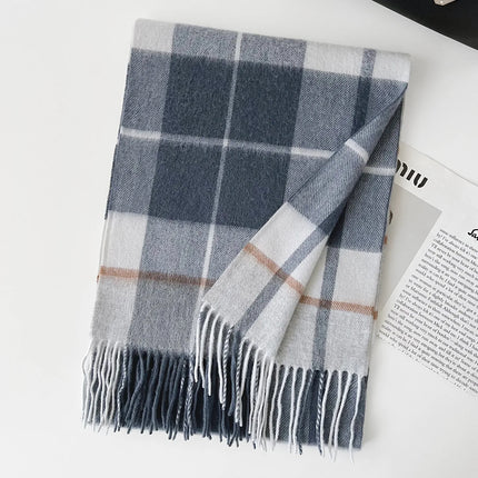 High Quality 100% Pure Wool Scarf Women Classic Chic  Autumn Winter Colorful Plaid Tassel Warm Muffler Female Thermal Shawl Lady