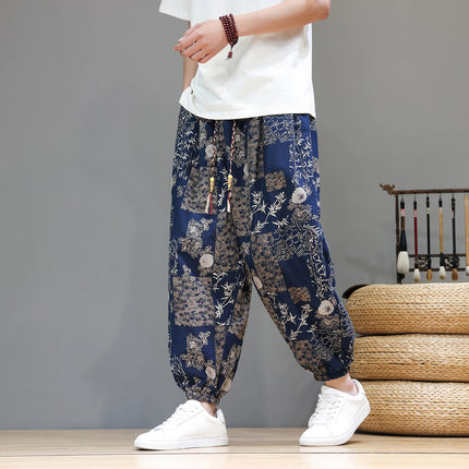 Nuovi pantaloni jogger da uomo in cotone primaverile, pantaloni oversize alla moda, hip hop con graffiti floreali, vita elastica, pantaloni harem, streetwear maschile