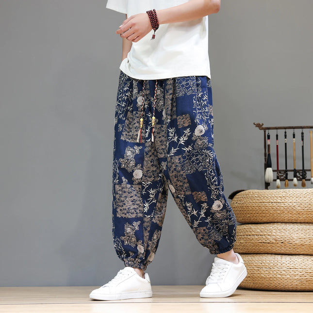 Nuovi pantaloni jogger da uomo in cotone primaverile, pantaloni oversize alla moda, hip hop con graffiti floreali, vita elastica, pantaloni harem, streetwear maschile