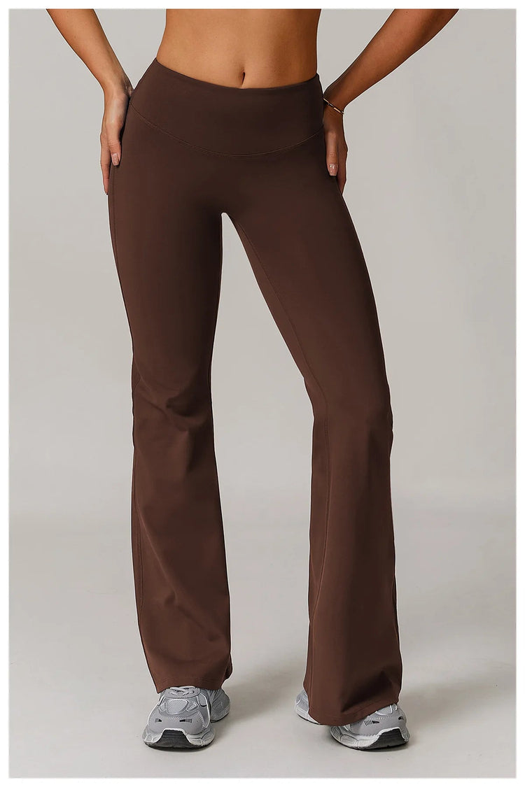 High Waist Wide Leg Pants Leggings Women Tights Fitness Bell-bottoms Yoga Elastic Leggings Push Up Gym Workout Flared Pants PlatiNum