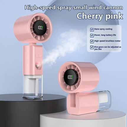Ventilatore Portatile a Spruzzo con Vento Forte e Nebulizzatore d'Acqua, Ventilatore Portatile Silenzioso con Nebulizzazione, Ventilatore Pieghevole Ricaricabile USB di Piccole Dimensioni