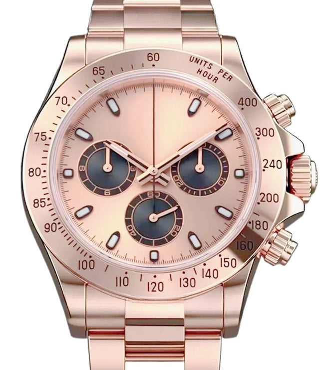 Elegant Men's Luxury Automatic Mechanical Watches 40mm 2026 New Collection in 904L Stainless Steel with Rose Gold Details and Soft Black
