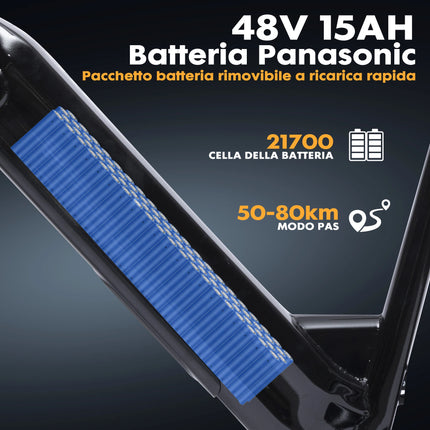 Bicicletta Elettrica Fat Tire Commuter Bodywel F20 500W 48V 15Ah con Autonomia 60-80KM, Pneumatici Fat 20"x3.0", 7 Velocità e Sospensione Anteriore per Adulti Urbani
