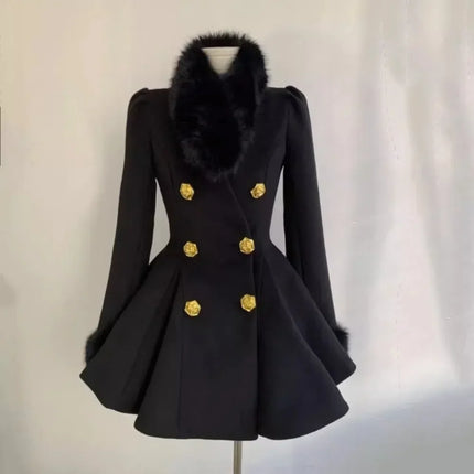 Neploe Elegant Small Fragrance Celebrity Loose Coat Moda Woolen Winter French Style Vintage Blends Slim Waist Mid-length Outwear