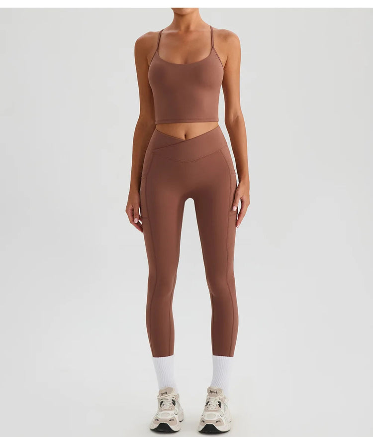 Women Gym Sports Leggings Workout Yoga Pants With Pockets High Waist Tights Fitness Pants Outdoors Running Training Trousers PlatiNum