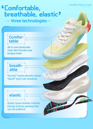 ONEMIX 2026 Nuove Scarpe da Corsa e Allenamento per Uomo, Suola Intera in Nylon, Scarpe Sportive Traspiranti Estive per Donna PlatiNum