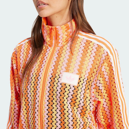 Adidas Genuine Originals Women's Crochet Striped Stand Collar Jacket KC0748
