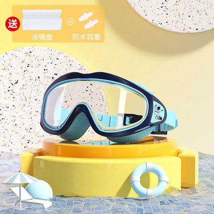 Kids Swim Goggles Caps Boys Girls Professional Diving Goggles Waterproof Anti-Fog Big Box