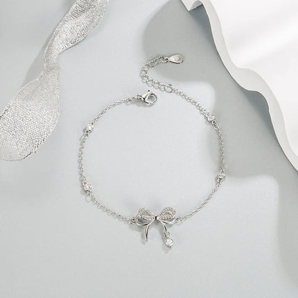 3 pezzi 925 Sterling Silver Crystal Bownot collana bracciale orecchini Set di gioielli per le donne uomo matrimonio fidanzamento gioielli per feste platinumshop