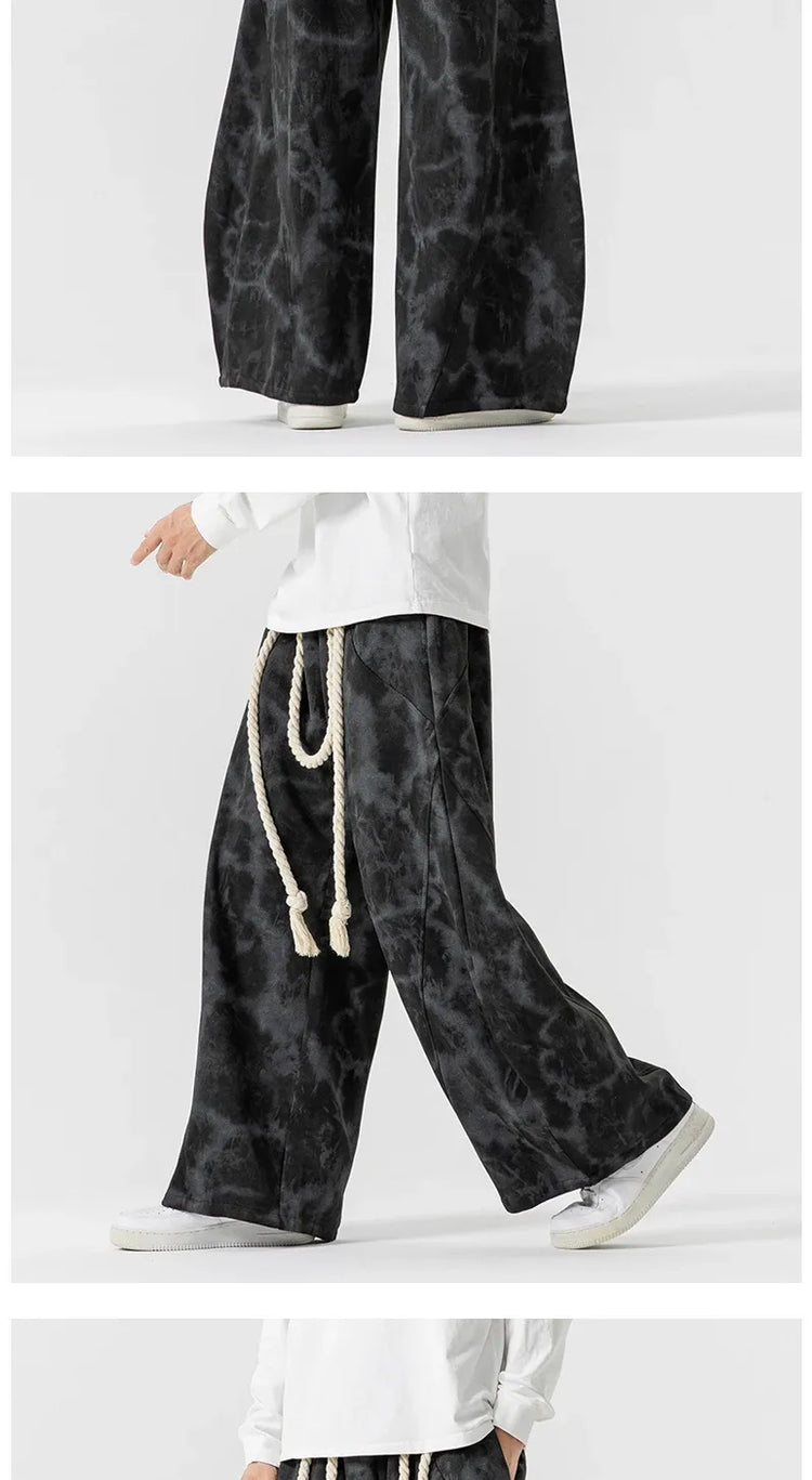 Pantaloni a gamba larga autunnali Uomo Donna Pantaloni casual stampati stile cinese Moda maschile Marea Sport Pantaloni larghi Streetwear Unisex 5XL